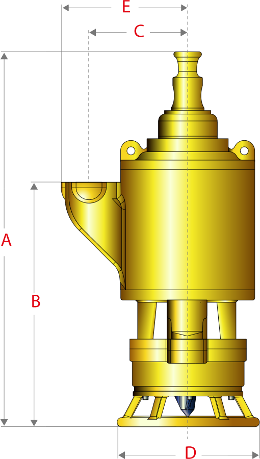 Diagram of 100mm Submersible Pump size dimensions